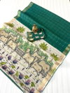 MG 444 Gold Jari Border Linen Printed Sarees Wholesale Shop In Surat